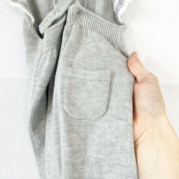 Janie and Jack Gray Knit Floral Ruffle Strap One Piece For 6 to 12 Months Baby - Picture 9 of 10